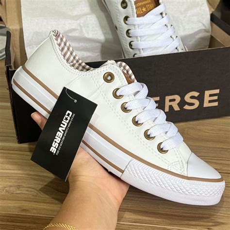 All Star Brazil É Confiável - Tênis All Star Edição Limitada Couro Branco Caramelo - Star Shoes Brazil