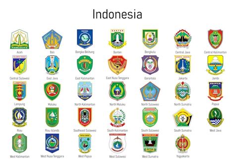 Premium Vector | Coat of arms of the state of Indonesia All Indonesian regions emblem collection