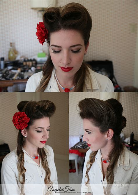 Los Angeles Victory Rolls Hair Style Rockabilly Pinup Girls Makeup 1920s Vintage Look