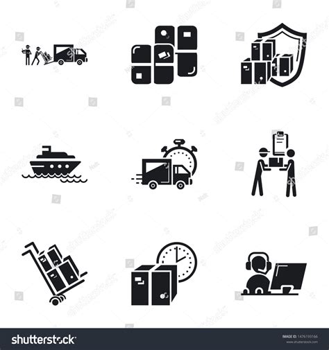 Transport Parcel Delivery Icon Set Simple Stock Vector Royalty Free