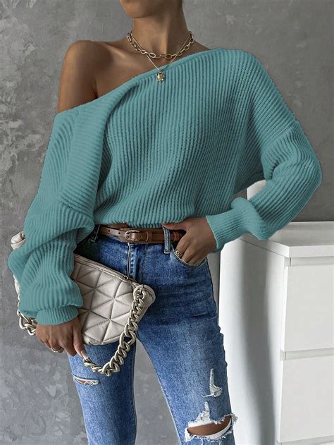 Shein Frenchy Twist Backless Drop Shoulder Ribbed Knit Sweater Shein Usa