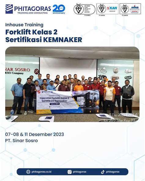 Inhouse Training Forklift Kelas 2 Sertifikasi KEMNAKER PT Sinar