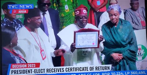 Bola Tinubu Receives His Certificate Of Return As President Elect Photos Video