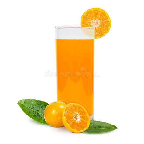 Glass Of Orange Juice And Slices Of Orange Fruit Isolated On White Background Stock Image