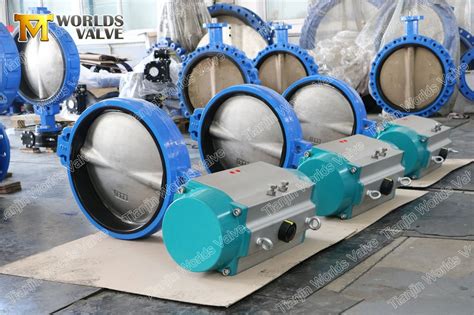 Sandwich Type Wafer Butterfly Valve With Pneumatic Actuator And Bronze