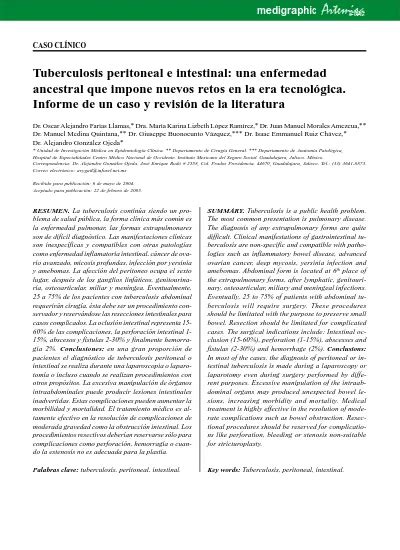 Tuberculosis Peritoneal E Intestinal Una Enfermedad Ancestral Que