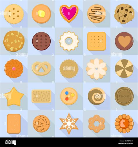 Biscuit Icon Set Flat Style Stock Vector Image Art Alamy