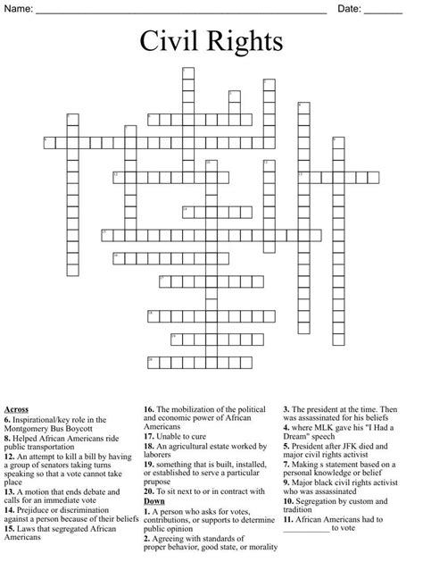 The Ultimate Guide To Civil Rights Movement Crossword Answers Uncover