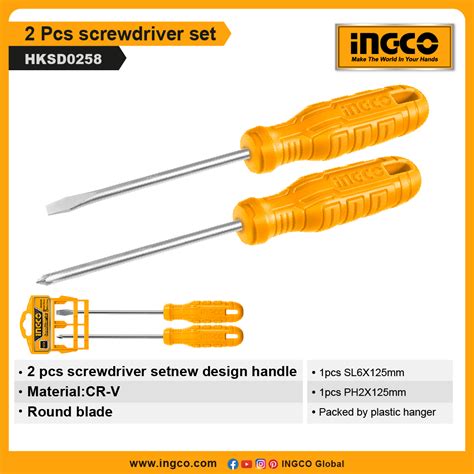 INGCO 2 Pcs Screwdriver Set HKSD0258 Albirco