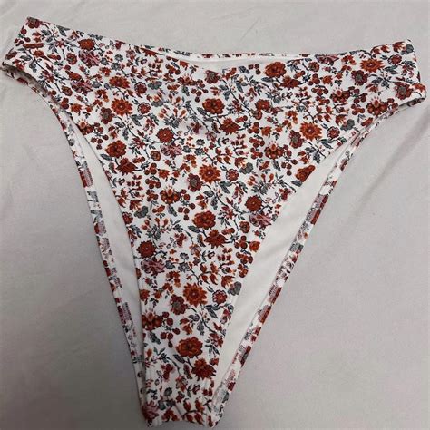 Floral Bikini Bottoms Size Large Mid Rise Depop