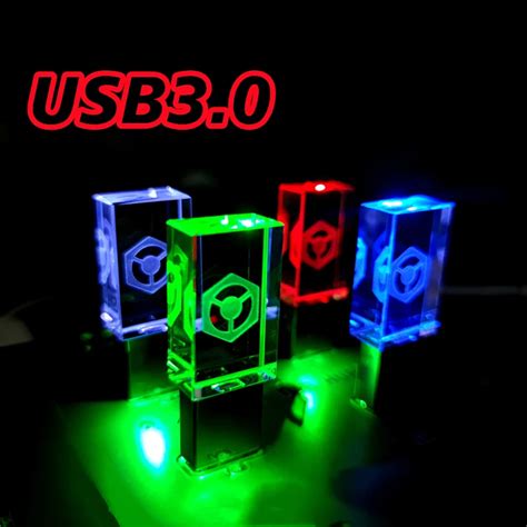 New Brand Silver Crystal Usb Color Led Light High Speed Flash Drive