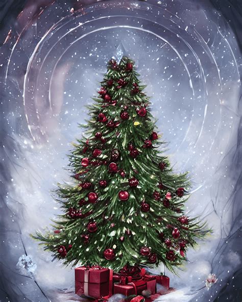 Red Christmas Tree With White Lighting Diamonds And Glowing Background · Creative Fabrica