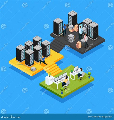 Isometric Data Center Concept Stock Vector Illustration Of Hardware