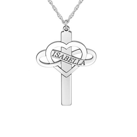 Personalized Heart Infinity Name Cross Necklace Be Monogrammed