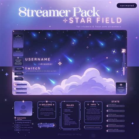 Star Field Stream Pack Cosmic Themed Twitch Overlay Celestial Space