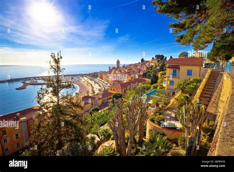 Colorful Cote D Azur Town Of Menton Waterfront Architecture View Alpes