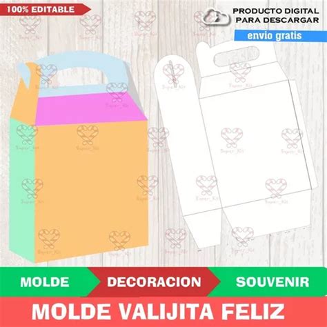 Kit Imprimible Molde Cajita Valijita Feliz Editable Fondos