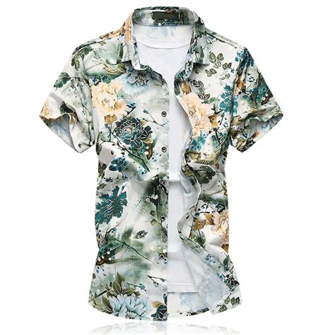 2017 Men Summer Fashion Floral Printed Design Shirt High Quality Flower