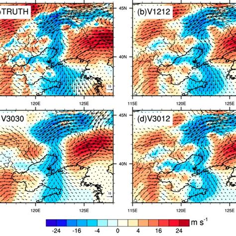 The U V Winds Vectors M S 21 And Speed Shaded M S 21 At The