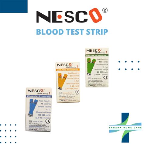 Jual NESCO Blood Test Strip Glucosa Cholesterol Uric Acid Gula