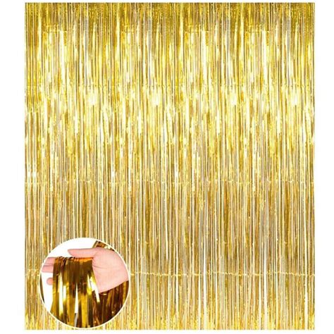 3 Pack Metallic Foil Fringe Curtains 8ft X 3ft Tinsel Door Curtain For