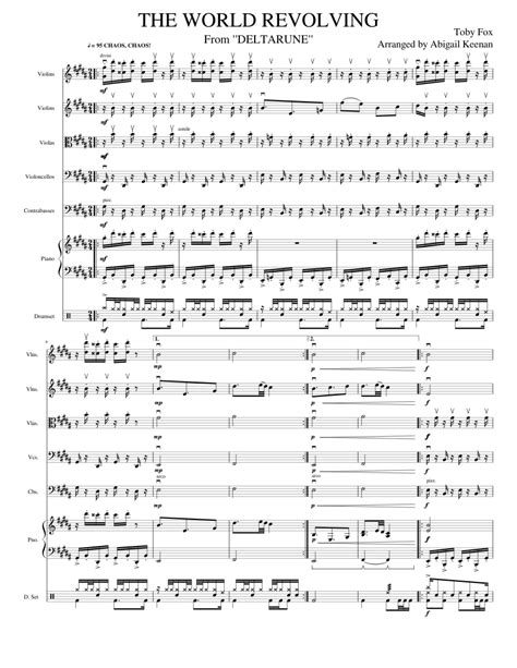 The World Revolving String Ensemble Arrangement Deltarune Sheet Music For Piano Drum Group