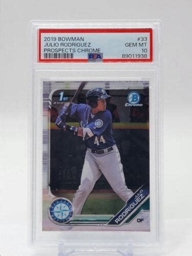 JULIO RODRIGUEZ 2019 BOWMAN CHROME 1ST SEATTLE MARINERS PSA 10 Q0515 EBay