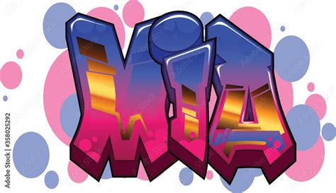 Mia Name Text Graffiti Word Design Stock Vector Adobe Stock