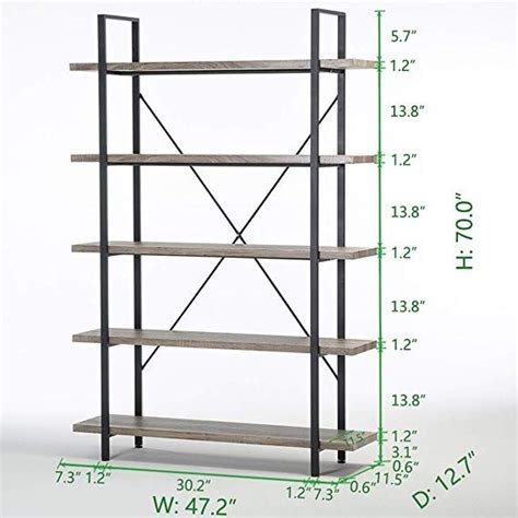 Hsh Shelf Vintage Industrial Rustic Bookshelf Tier Wood And Metal