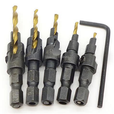 Pcs Hss Countersink Drill Bit Set Quick Change Hex Shank Trim