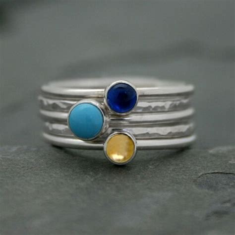 Maui Sunset Stacking Rings Set Of Three Sterling Silver Etsy