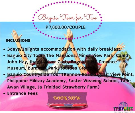 Baguio Tour For Two Php 7 600 Couple Inclusions • 3days 2nights