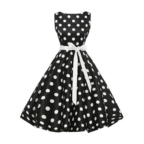 Buy Women S Polka Dot Classy Audrey Hepburn 1950s Vintage Rockabilly Swing Dress Ribbon Bow