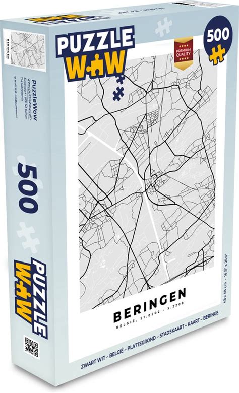 Puzzel Zwart Wit België Plattegrond Stadskaart Kaart Beringen