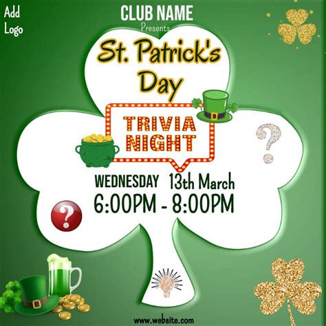 St Patricks Day Trivia Night Post 1 Template Postermywall