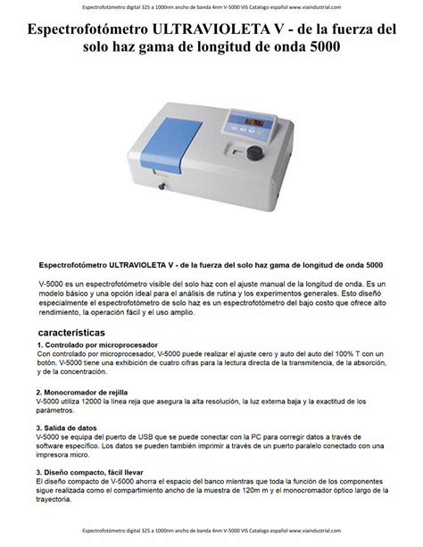 PDF Espectrofotómetro ULTRAVIOLETA V de la fuerza del V 5000