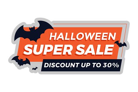 Halloween Vector Super Sale Discount Label Discount Up To 30 Percent