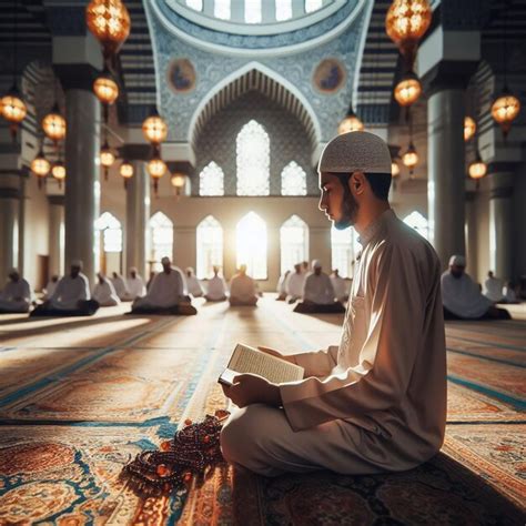 Hombre Musulm N Religioso Orando Dentro De La Mezquita Foto Premium