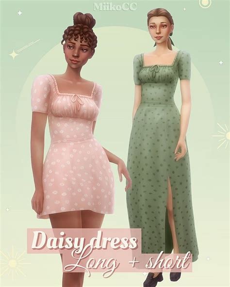 Get More From Miiko On Patreon Sims 4 Dresses Daisy Dress Sims 4