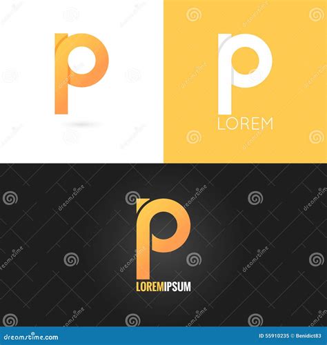 Letter P Logo Design Icon Set Background Stock Vector Illustration Of