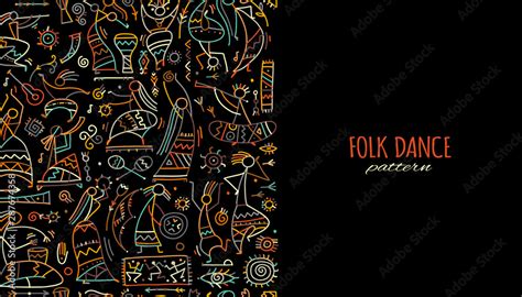 Folk ethnic dance, seamless pattern for your design Stock Vector ...