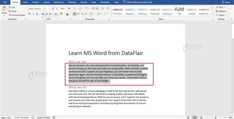 Formatting Text in MS Word - DataFlair