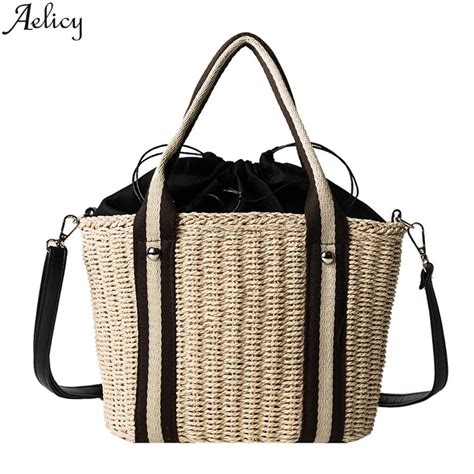 Aelicy Mulheres Praia Tecido Palha Bolsa Das Senhoras Moda Corda