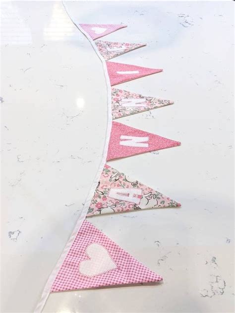 Plain/personalised Bunting Sold per Flag Bunny Pink - Etsy UK | Personalised bunting, Gingham ...