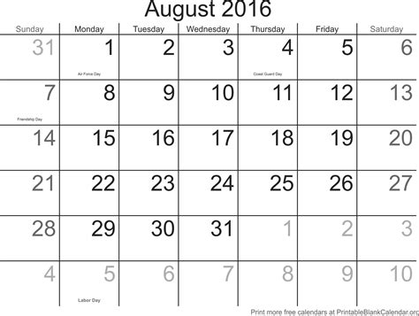 August 2016 Free Printable Calendar Templates Printable Blank