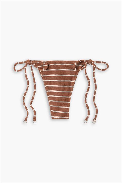 Faithfull Andrea Ribbed Striped Low Rise Bikini Briefs In Brown ModeSens