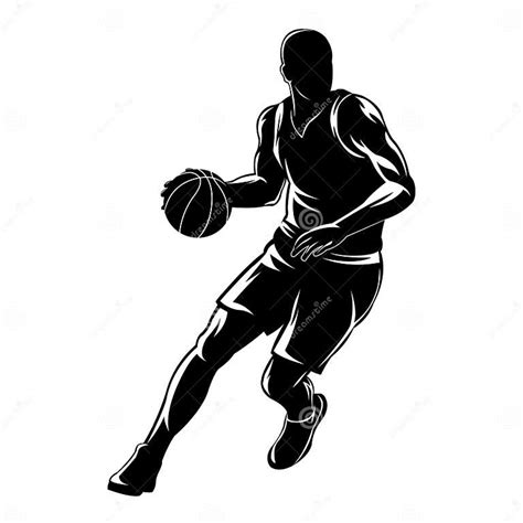 Highlighted Line Art Basketball Player Are Dribbling The Ball Stock