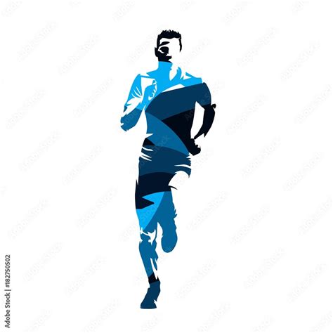 Vetor Do Stock Running Man Abstract Blue Vector Silhouette Front