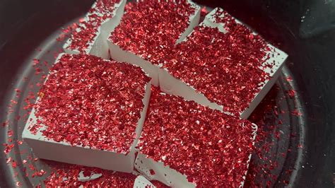 Red Confetti Covered Fresh Blocks Crunchy Soft Gym Chalk Crush ASMR