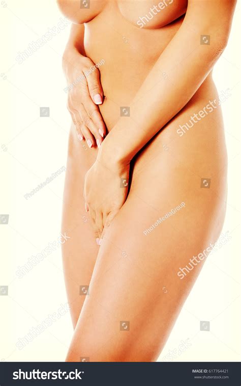 Beautiful Naked Woman Covering Herself Her Stock Photo 617764421